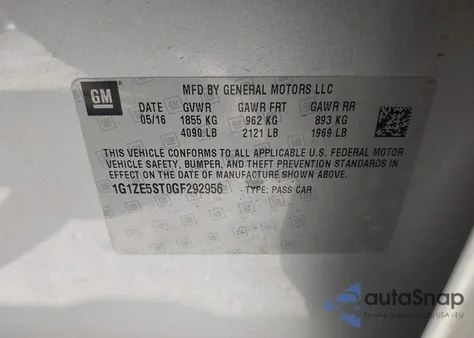 2016 Chevrolet Malibu 1Lt from USA, damaged, VIN 1G1ZE5ST0GF292956